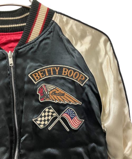 INDIAN MOTORCYCLE（インディアンモーターサイクル）INDIAN MOTORCYCLE (インディアンモーターサイクル) BETTY BOOP (ベティー・ブープ) スカジャン ブラック×レッド サイズ:Mの古着・服飾アイテム