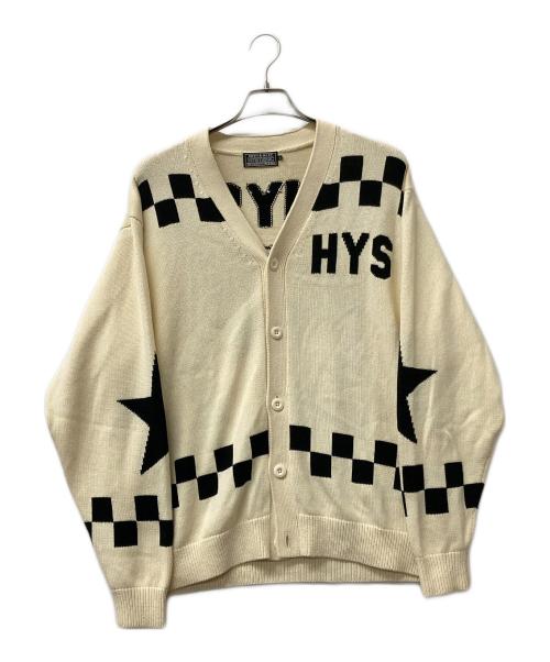 Hysteric Glamour（ヒステリックグラマー）Hysteric Glamour (ヒステリックグラマー) IN THE STUDIO編込 カーディガン ベージュ×ブラック サイズ:Lの古着・服飾アイテム