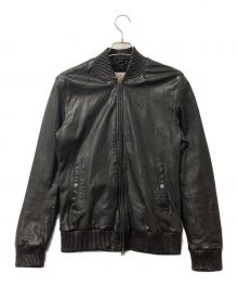AVIREX（アヴィレックス）の古着「レザージャケット MA-1 LEATHER RIB BOULSON」｜ブラック
