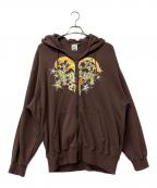 X-GIRLエックスガール）の古着「TRIBAL HEART ZIP UP SWEAT HOODIE ジップパーカー」｜ブラウン