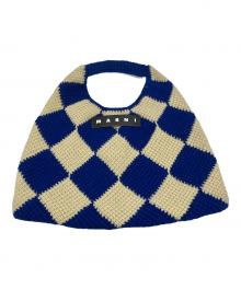MARNI（マルニ）の古着「ハンドバッグ　テックウールバッグ」｜ベージュ×ブルー
