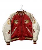 HOUSTONヒューストン）の古着「ジャケット スカジャン」｜レッド×ベージュ