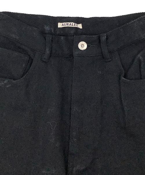 AURALEE（オーラリー）AURALEE (オーラリー) パンツ SILK NEP DENIM 5P WIDE PANTS ブラック サイズ:3の古着・服飾アイテム