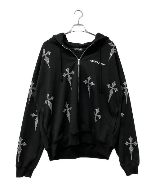REFLEM（レフレム）REFLEM (レフレム) ジップパーカー CROSS RHINESTONE ZIP UP PARKER ブラック サイズ:FREEの古着・服飾アイテム