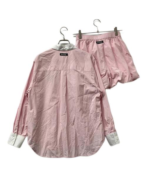 Snidel（スナイデル）Snidel (スナイデル) セットアップ ワンポイントシャツ/バルーンショートパンツ ピンク サイズ:FREEの古着・服飾アイテム