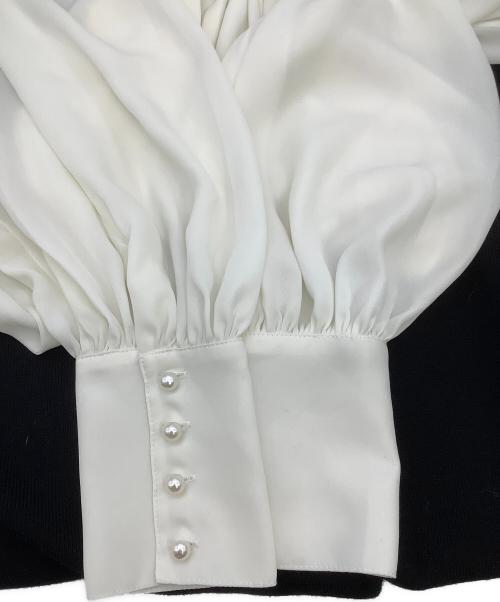 polaura（ポロ―ラ）polaura (ポロ―ラ) ニットワンピース リボンドッキングワンピース ブラック×ベージュ サイズ:Sの古着・服飾アイテム