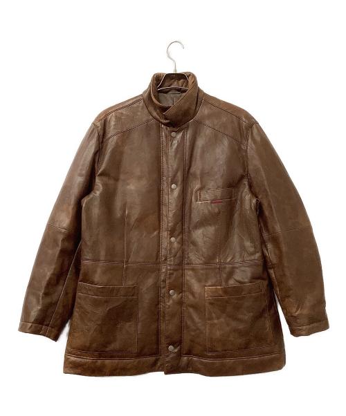 PAPAS（パパス）PAPAS (パパス) レザーダウンジャケット ブラウン サイズ:Mの古着・服飾アイテム