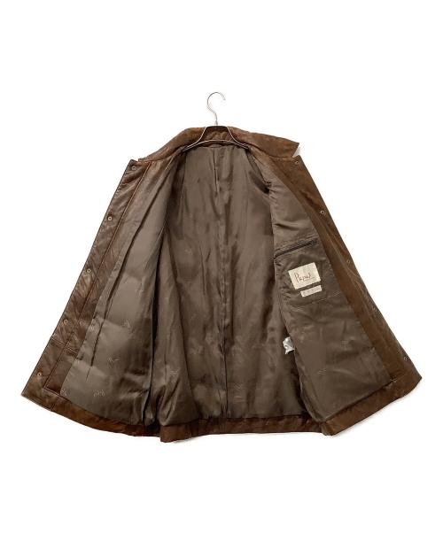 PAPAS（パパス）PAPAS (パパス) レザーダウンジャケット ブラウン サイズ:Mの古着・服飾アイテム