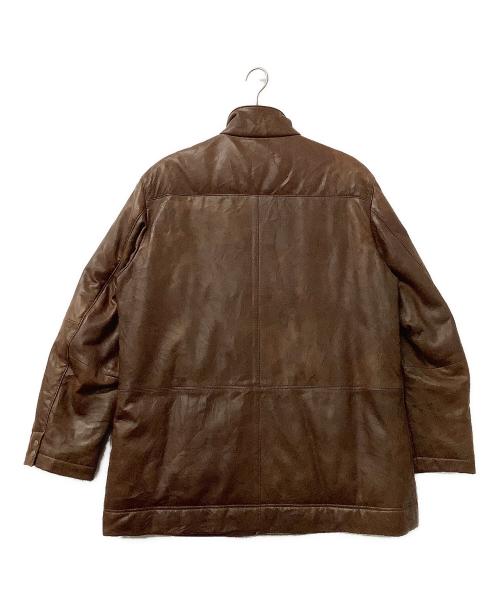 PAPAS（パパス）PAPAS (パパス) レザーダウンジャケット ブラウン サイズ:Mの古着・服飾アイテム