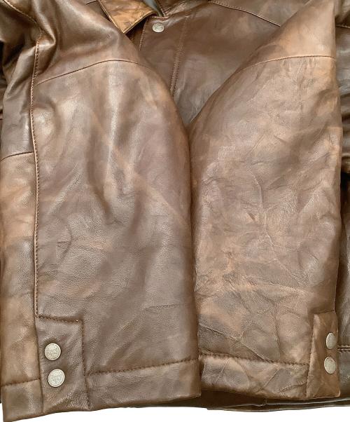 PAPAS（パパス）PAPAS (パパス) レザーダウンジャケット ブラウン サイズ:Mの古着・服飾アイテム
