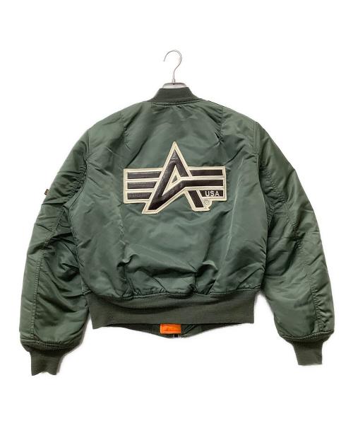 ALPHA（アルファ）ALPHA (アルファ) ジャケット MA-1ジャケット グリーン×オレンジ サイズ:MEDIUMの古着・服飾アイテム