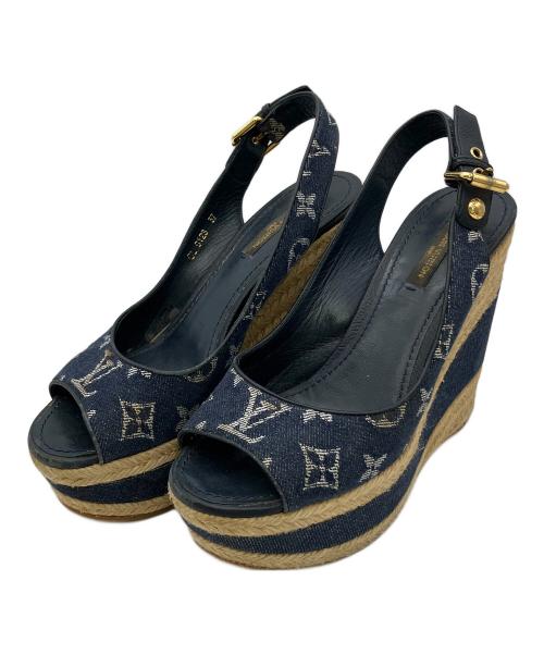 LOUIS VUITTON（ルイ ヴィトン）LOUIS VUITTON (ルイ ヴィトン) サンダル モノグラムデニムエスパドリーユ モノグラム ネイビー×カーキ サイズ:24.5の古着・服飾アイテム
