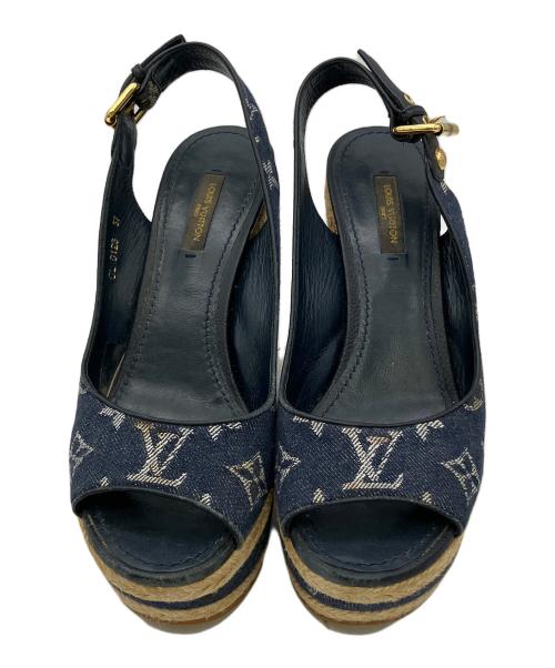 LOUIS VUITTON（ルイ ヴィトン）LOUIS VUITTON (ルイ ヴィトン) サンダル モノグラムデニムエスパドリーユ モノグラム ネイビー×カーキ サイズ:24.5の古着・服飾アイテム