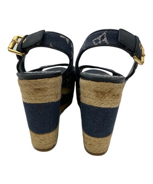 LOUIS VUITTON（ルイ ヴィトン）LOUIS VUITTON (ルイ ヴィトン) サンダル モノグラムデニムエスパドリーユ モノグラム ネイビー×カーキ サイズ:24.5の古着・服飾アイテム