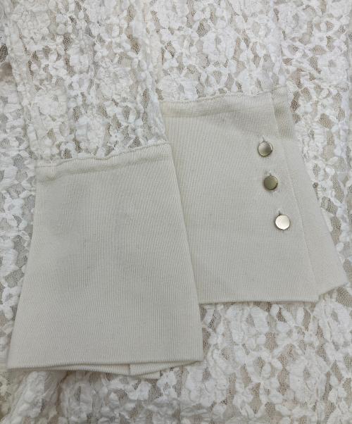 FRAY ID（フレイ アイディー）FRAY ID (フレイ アイディー) 長袖ワンピース　ストレッチレースポロカラーワンピース ベージュ サイズ:Sの古着・服飾アイテム