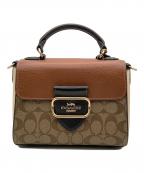 COACHコーチ）の古着「2WAYバッグ モーガントップトップハンドルサッチェル・カラーブロックシグネチャーキャンバス」｜ベージュ