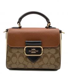 COACH（コーチ）の古着「2WAYバッグ モーガントップトップハンドルサッチェル・カラーブロックシグネチャーキャンバス」｜ベージュ
