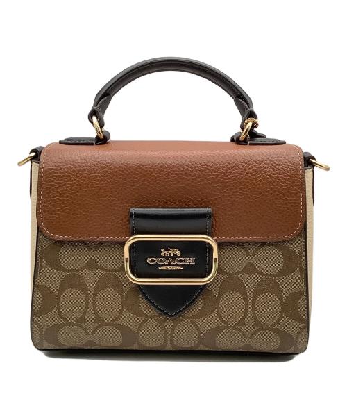 COACH（コーチ）COACH (コーチ) 2WAYバッグ モーガントップトップハンドルサッチェル・カラーブロックシグネチャーキャンバス ベージュの古着・服飾アイテム