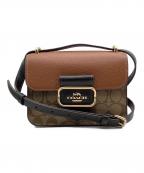 COACHコーチ）の古着「ショルダーバッグ モーガン スクエア クロスボディ・カラーブロック シグネチャーキャンバス」｜ブラウン