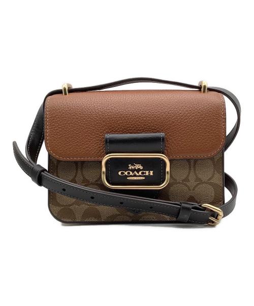 COACH（コーチ）COACH (コーチ) ショルダーバッグ モーガン スクエア クロスボディ・カラーブロック シグネチャーキャンバス ブラウンの古着・服飾アイテム