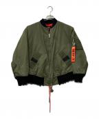 DIESELディーゼル）の古着「MA-1ジャケット ALTERNATIVE ENERGY」｜グリーン×オレンジ