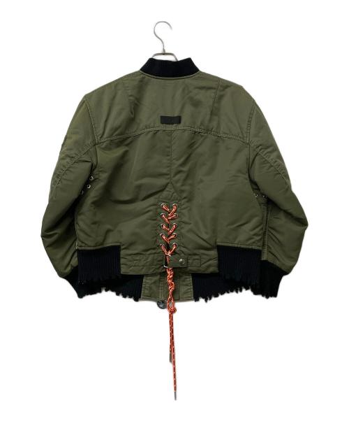 DIESEL（ディーゼル）DIESEL (ディーゼル) MA-1ジャケット ALTERNATIVE ENERGY グリーン×オレンジ サイズ:XXSの古着・服飾アイテム