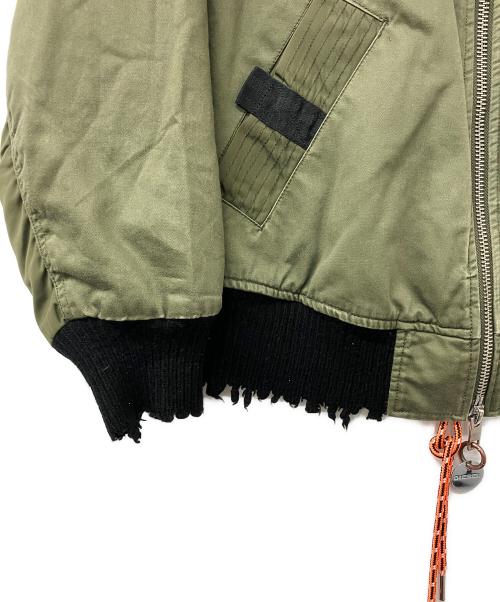 DIESEL（ディーゼル）DIESEL (ディーゼル) MA-1ジャケット ALTERNATIVE ENERGY グリーン×オレンジ サイズ:XXSの古着・服飾アイテム