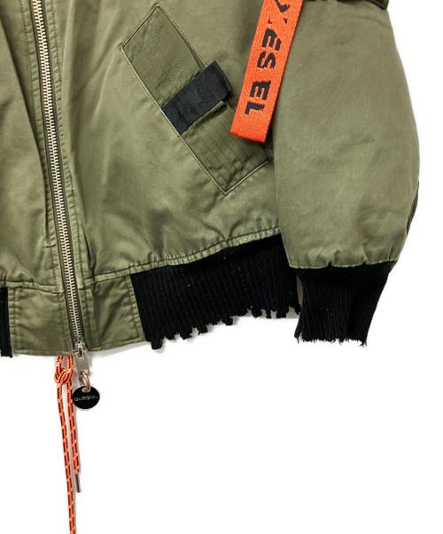 DIESEL（ディーゼル）DIESEL (ディーゼル) MA-1ジャケット ALTERNATIVE ENERGY グリーン×オレンジ サイズ:XXSの古着・服飾アイテム