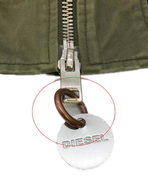 DIESEL（ディーゼル）DIESEL (ディーゼル) MA-1ジャケット ALTERNATIVE ENERGY グリーン×オレンジ サイズ:XXSの古着・服飾アイテム