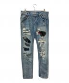 VANSONバンソン）の古着「パンツ ダメージデニムパンツ Lot 705」｜ブルー