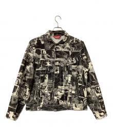 SUPREME（シュプリーム）の古着「Vibrations Corduroy Trucker Jacket　総柄」｜ホワイト×ブラック