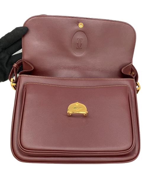 Cartier（カルティエ）Cartier (カルティエ) フラップ式ショルダーバッグ マストライン ボルドーの古着・服飾アイテム