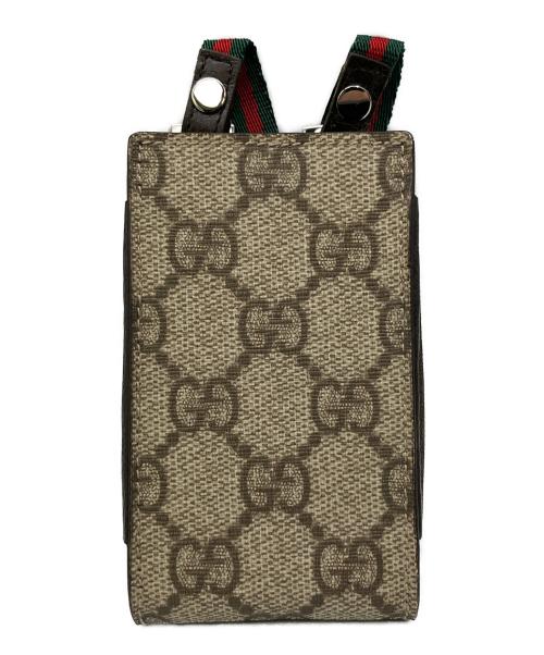 GUCCI（グッチ）GUCCI (グッチ) ネックポーチ GGスプリーム・シェリーライン ベージュの古着・服飾アイテム