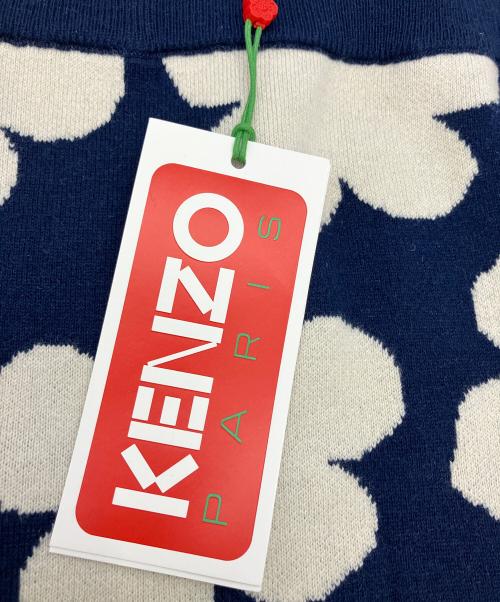 KENZO（ケンゾー）KENZO (ケンゾー) ニットスカート フラワージャガードミニスカート ネイビー×ホワイト サイズ:XSの古着・服飾アイテム