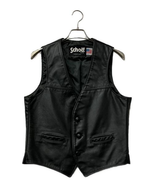 Schott（ショット）Schott (ショット) レザーベスト　MADE　IN　USA ブラック サイズ:Mの古着・服飾アイテム