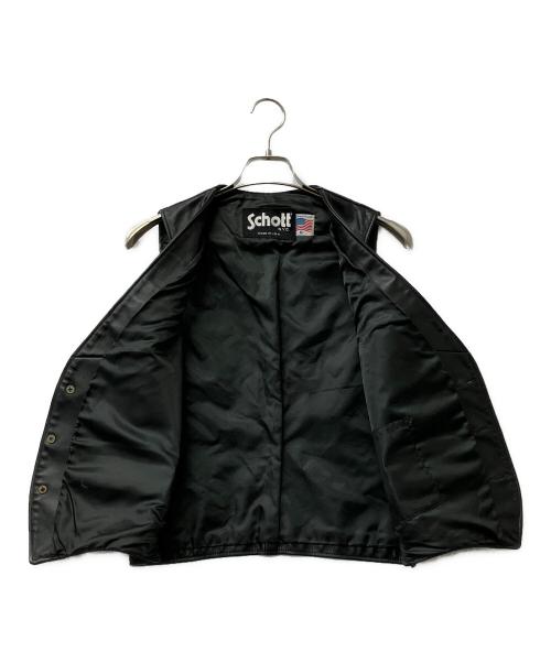 Schott（ショット）Schott (ショット) レザーベスト　MADE　IN　USA ブラック サイズ:Mの古着・服飾アイテム