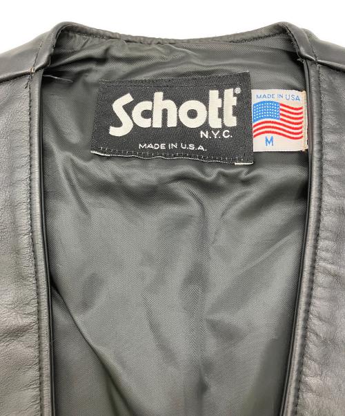 Schott（ショット）Schott (ショット) レザーベスト　MADE　IN　USA ブラック サイズ:Mの古着・服飾アイテム