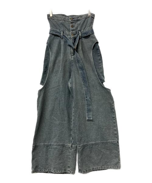 mideal（マイディール）mideal (マイディール) カットアウトデニムワイドパンツ インディゴ サイズ:Mの古着・服飾アイテム