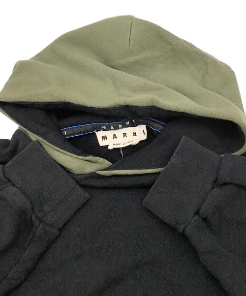 MARNI（マルニ）MARNI (マルニ) パーカー バイカラーロゴパーカー グリーン×ブラック サイズ:46の古着・服飾アイテム