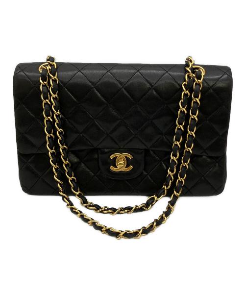 CHANEL（シャネル）CHANEL (シャネル) Wフラップチェーンショルダーバッグ  マトラッセ25　3438018 ブラック×ゴールドの古着・服飾アイテム