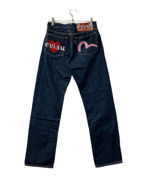 EVISU（エヴィス）EVISU (エヴィス) デニムパンツ　donna　ハート刺繍 ブルー サイズ:Sの古着・服飾アイテム