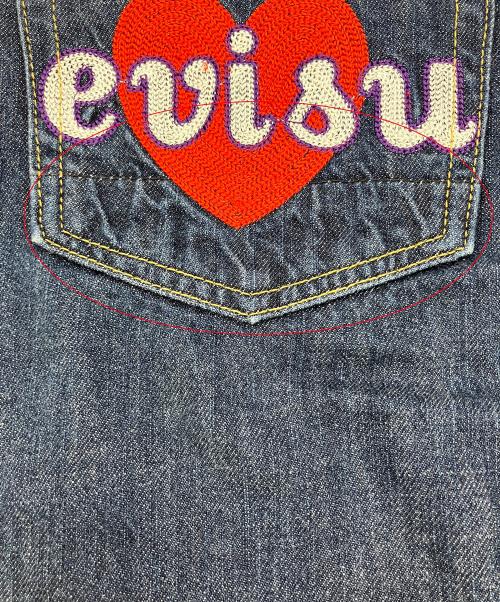 EVISU（エヴィス）EVISU (エヴィス) デニムパンツ　donna　ハート刺繍 ブルー サイズ:Sの古着・服飾アイテム