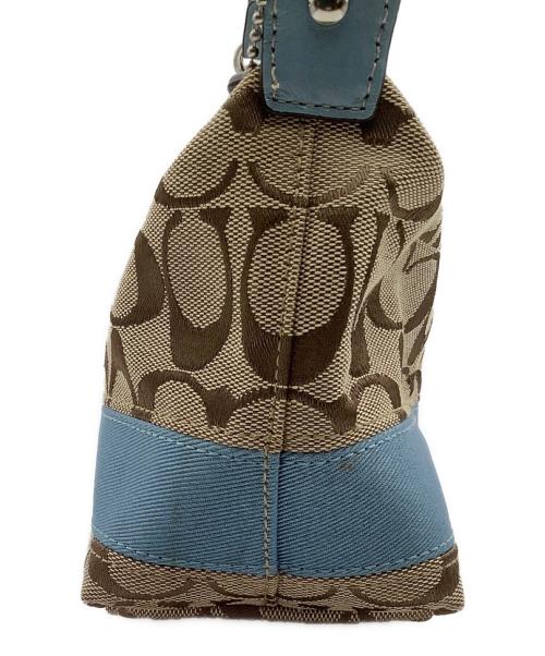 COACH（コーチ）COACH (コーチ) ハンドバッグ シグネチャー ワンショルダーバッグ ブラウン×スカイブルーの古着・服飾アイテム