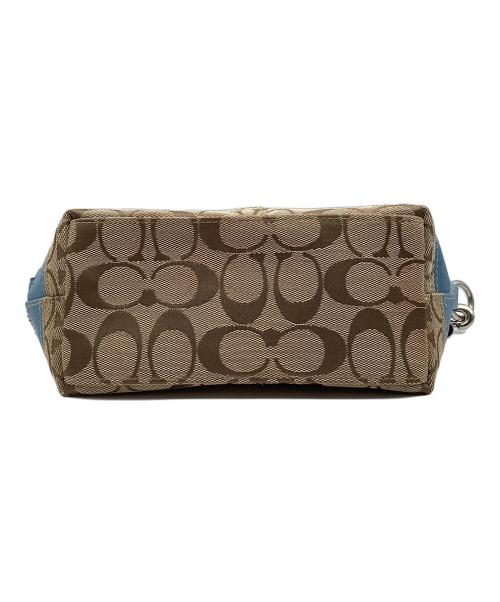 COACH（コーチ）COACH (コーチ) ハンドバッグ シグネチャー ワンショルダーバッグ ブラウン×スカイブルーの古着・服飾アイテム