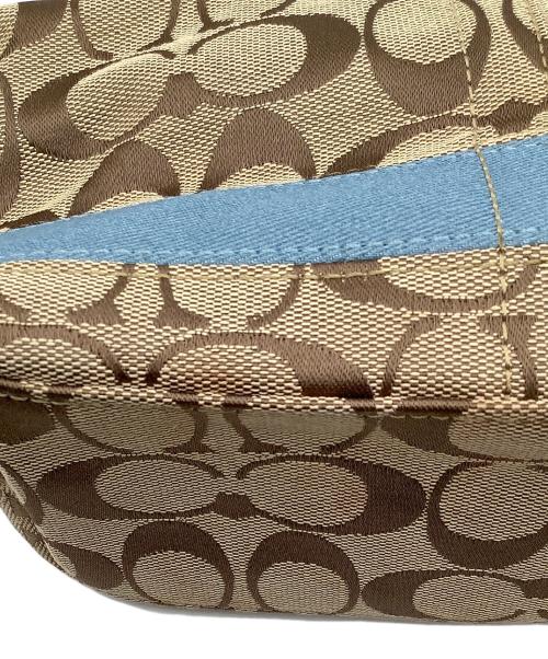 COACH（コーチ）COACH (コーチ) ハンドバッグ シグネチャー ワンショルダーバッグ ブラウン×スカイブルーの古着・服飾アイテム