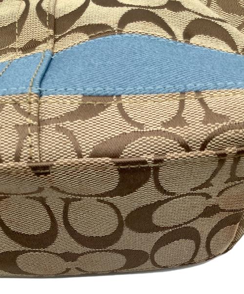COACH（コーチ）COACH (コーチ) ハンドバッグ シグネチャー ワンショルダーバッグ ブラウン×スカイブルーの古着・服飾アイテム
