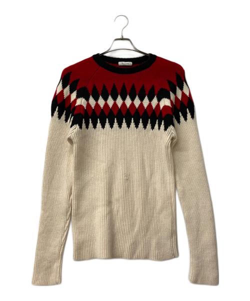 VALENTINO（ヴァレンティノ）VALENTINO (ヴァレンティノ) 厚手ニット レッド×ブラック×アイボリー サイズ:Sの古着・服飾アイテム