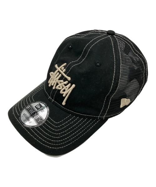 stussy（ステューシー）stussy (ステューシー) New Era (ニューエラ) キャップ 9TWENTY WASHED BASIC TRUCKER ブラック×ホワイトの古着・服飾アイテム