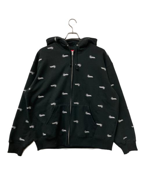 SUPREME（シュプリーム）SUPREME (シュプリーム) ジップパーカー Repeat Script Zip Up Hooded Sweatshirt ブラック サイズ:Largeの古着・服飾アイテム