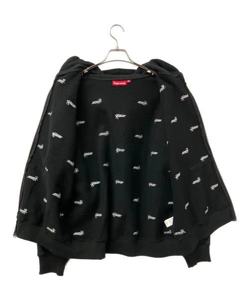 SUPREME（シュプリーム）SUPREME (シュプリーム) ジップパーカー Repeat Script Zip Up Hooded Sweatshirt ブラック サイズ:Largeの古着・服飾アイテム